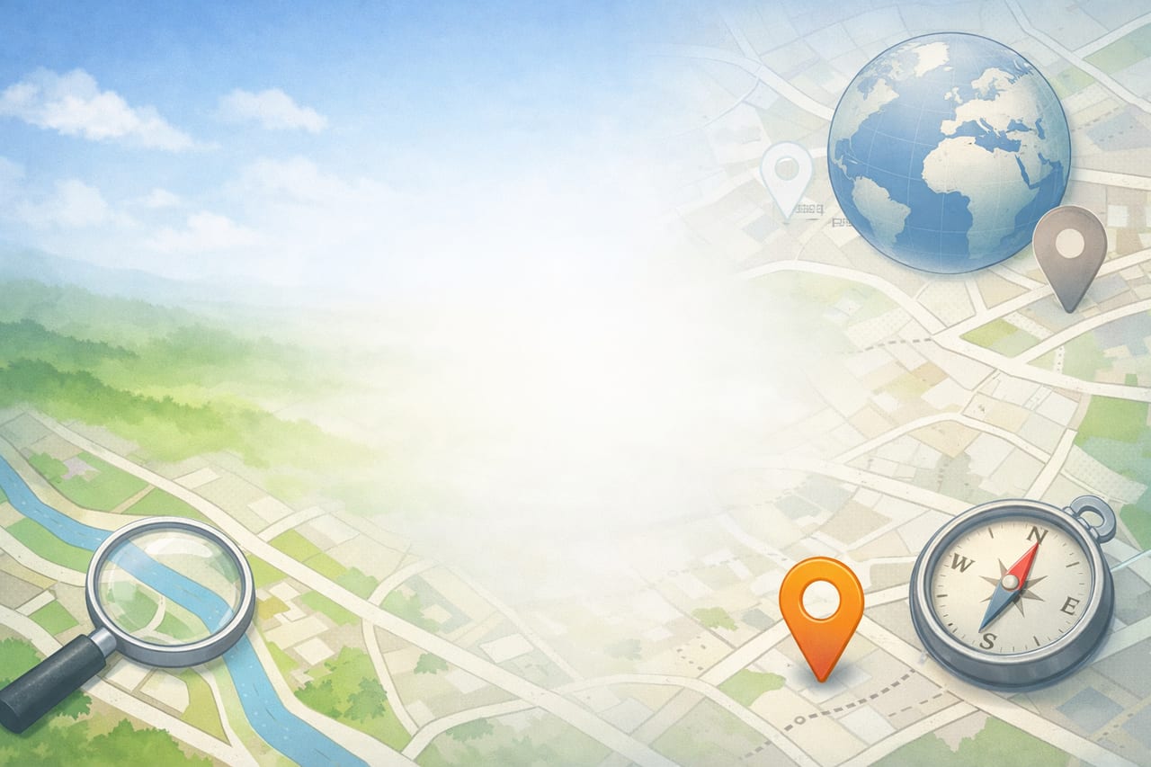 Illustrative Karte mit Kompass und Markern für die Anreise nach Gernrode